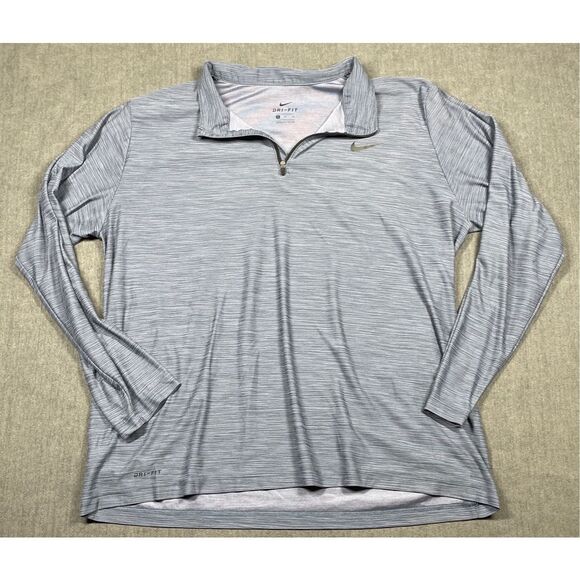 Nike Collared Shirt Men XL Gray Long Sleeve Dri Fit Quarter Zip Pullover Athleti - Picture 1 of 8